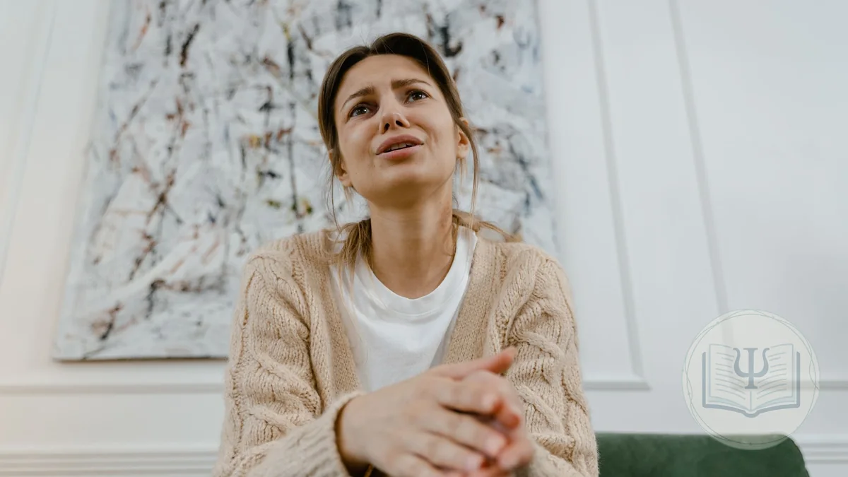 Persona con fobia social sintiendo ansiedad en una situación social, con las manos entrelazadas