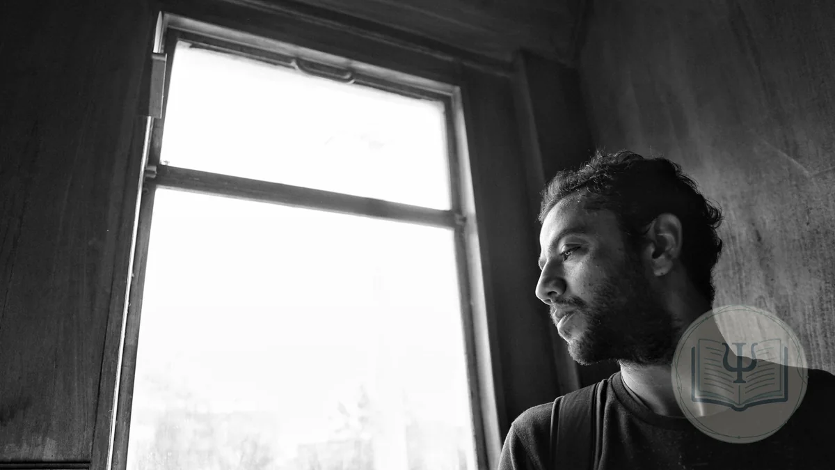 Persona con trastorno bipolar junto a una ventana, entre la luz y la sombra